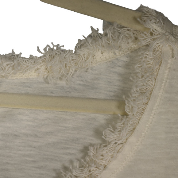 Jessica Simpson Ivory T Shirt Womens 1X Cotton Blend Fringe Short Sleeve Top - Picture 3 of 7